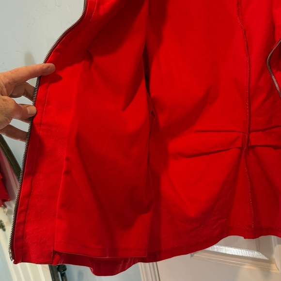 Joseph Ribkoff jacket 3/4 sleeve Red Zip-Up cardigan top ruched stretch *read 18 - Picture 11 of 17